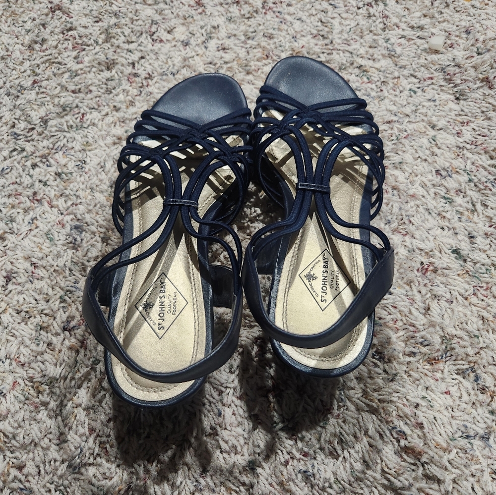 St. Johns Bay Navy Blue Strappy Sandals - Picture 6 of 7